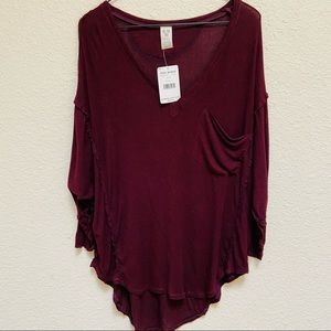 NWT Free People Burgundy Top